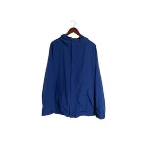 Lands’ End Hooded Jacket Men’s XL Blue Lightweight Windbreaker Waterproof Coat
